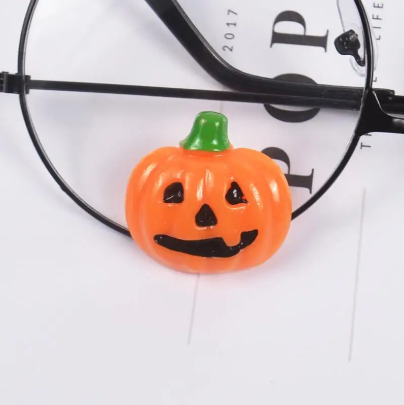 10 шт./лот плоские каучуковые Кабошоны с рисунком тыквы для Хэллоуина