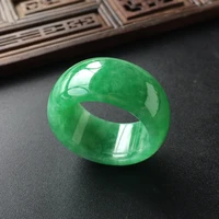 natural myanmar green jadeite jade ring handmade sculpture simple jade ring men party wedding jewelry gift rings for men