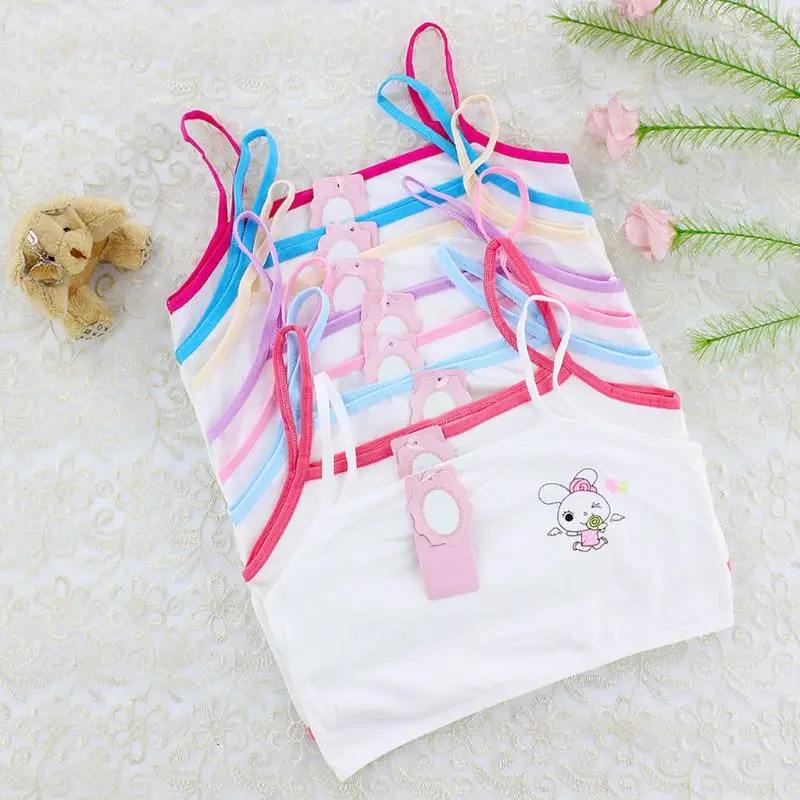 

2020 спортивный бюстгальтер для девочек-подростков, однослойный укороченный топ на тонких бретелях, нижнее белье бандо с мультяшным кроликом