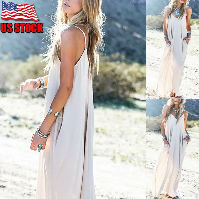 Новинка 2019 женское платье без рукавов однотонное Холтер бохо длинное макси для