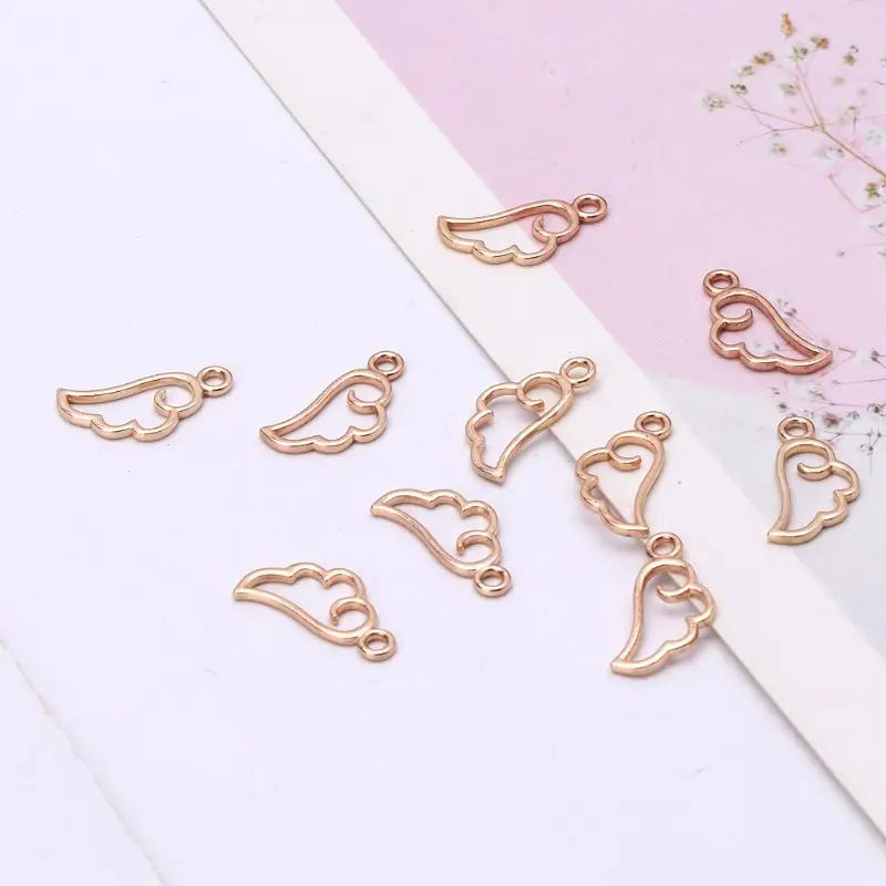 

10Pcs Angel Wing Metal Frame Pendant Open Bezel Setting UV Resin Jewelry Charm