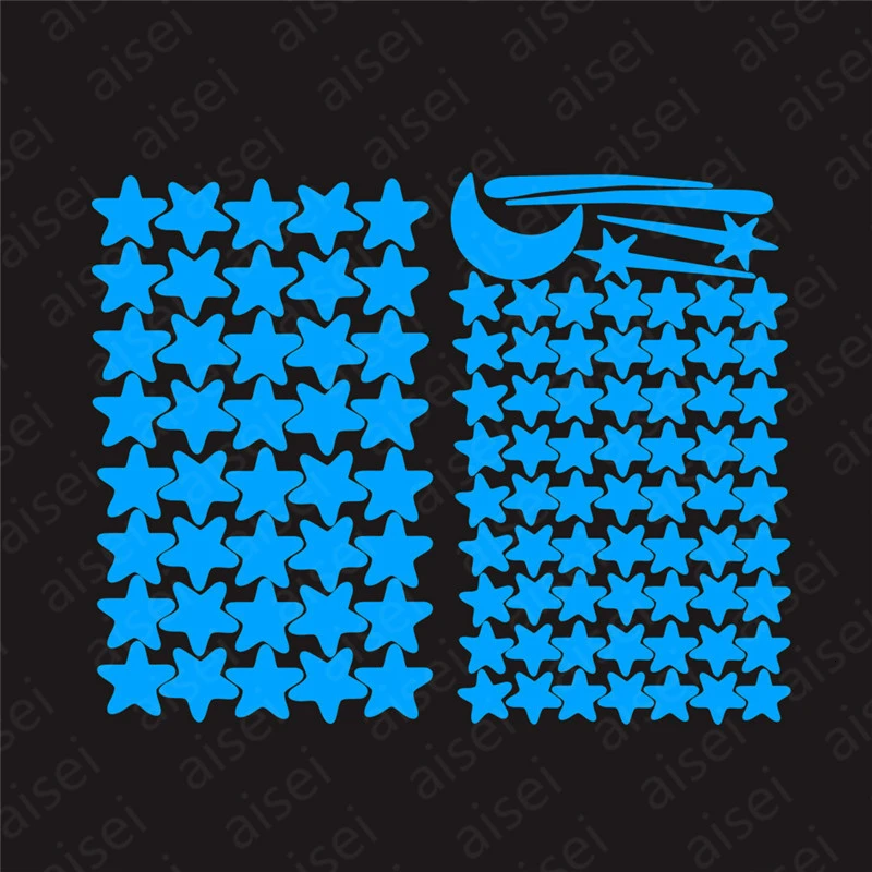 Фосфоресцентная наклейка Звезда и Луна 1 шт.|Наклейки на стену| |