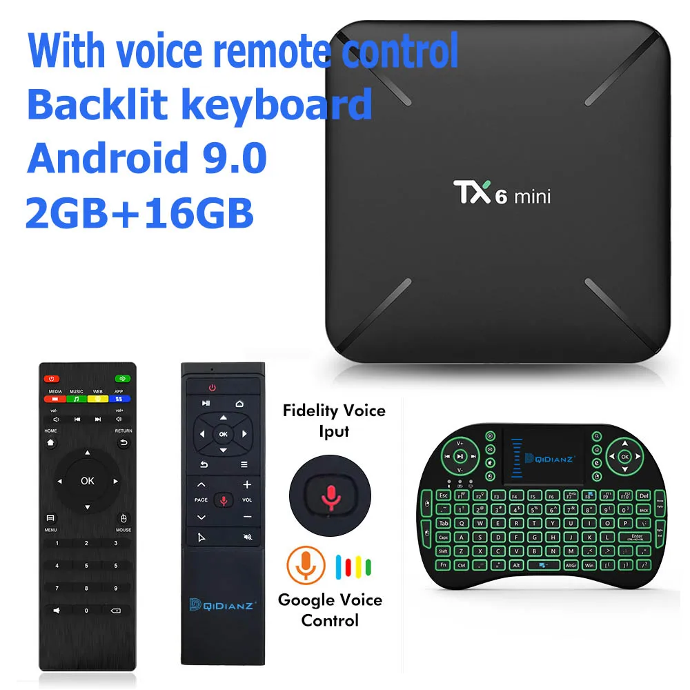 2G16G-MT12-keyboard Tanix TX6 Мини Смарт ТВ приставка android 9,0 Allwinner H6 2G+ 16G 2,4 GHz WiFi Поддержка 4K H.265 ТВ приёмник Netflix приставка TX6mini - Цвет: 2G16G-MT12-keyboard