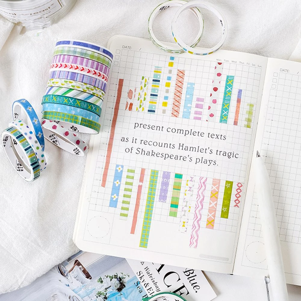 10 шт./лот красочная лента washi японский Бумага DIY планировщик изоляционная лента клейкая наклейки с лентами Декоративные Канцелярские Ленты