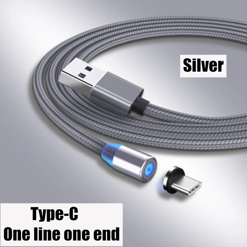 Магнитный USB кабель для зарядки и передачи данных для type-C IOS iPhone Android Micro USB кабель для быстрой зарядки и синхронизации данных для смартфонов - Цвет: Type-C  silvert