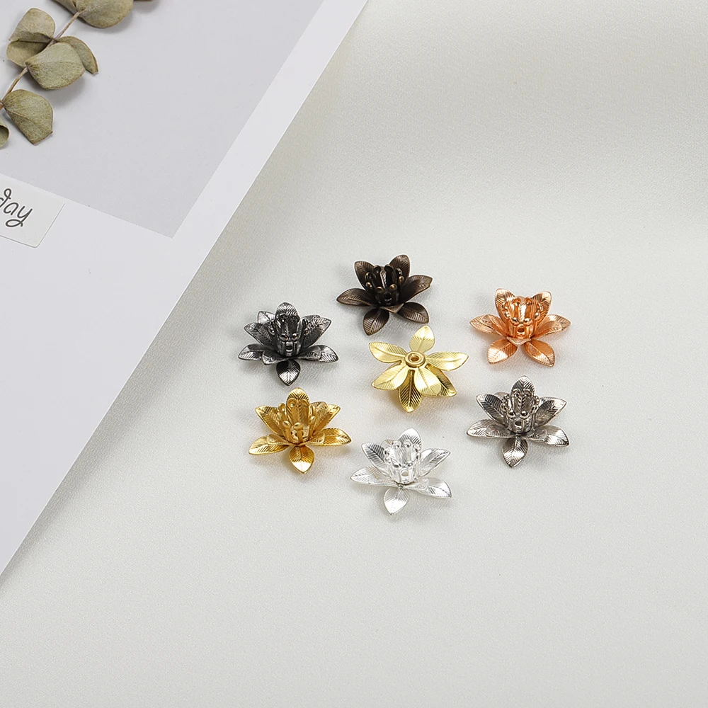 Концевой лоток для бусин с основанием цветов медные филигранные