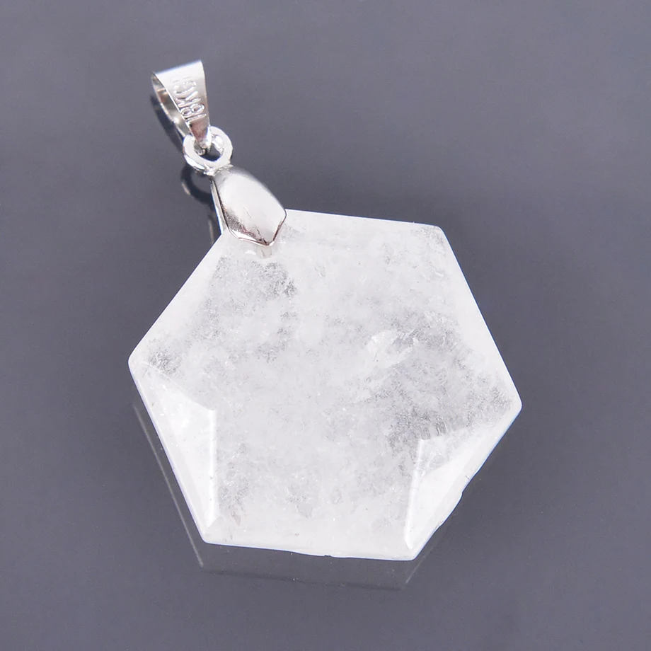 Граненый шестиугольная натурального драгоценного камня ожерелья и кулоны опал