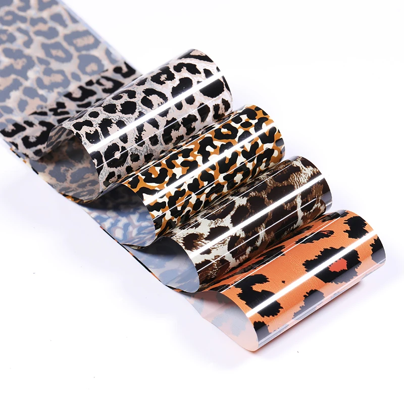 10 шт дизайн ногтей перевод рисунка наклейки леопардовая Фольга для набор