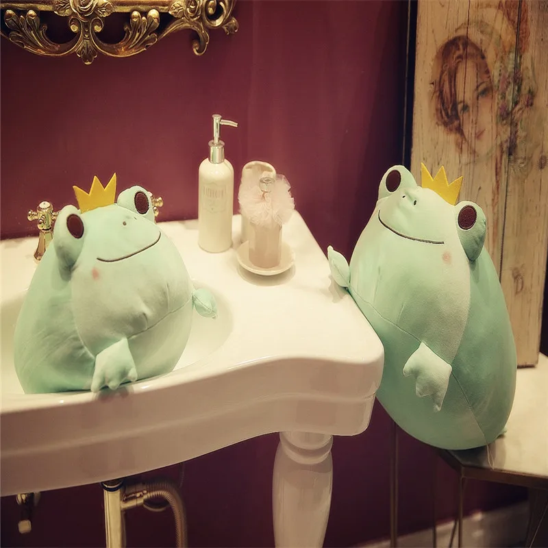 

35/42cm Kawaii Smile Frog Dolls Cute Crown Frog Plush Pillow Stuffed Soft Down Cotton Kids Toys Children Kids Birthday Gift