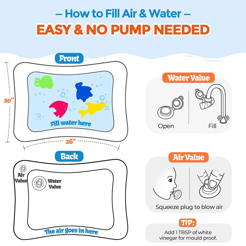 

Baby Kids Water Play Mat Summer Inflatable Water Mat For Babies Safety Cushion Ice Mat Tummy Time Activity Playmat Toddler Toys