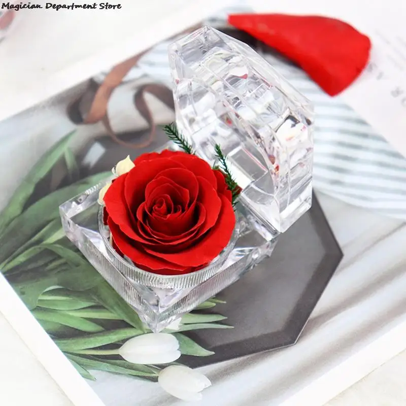 

Preserved Flower Rose Ring Box Romantic Valentine's Day Gift Accessories Decoration Box Luxury