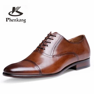 Туфли-оксфорды мужские из натуральной кожи, официальная обувь, свадебные броги, на шнуровке, обувь для офиса, 2020