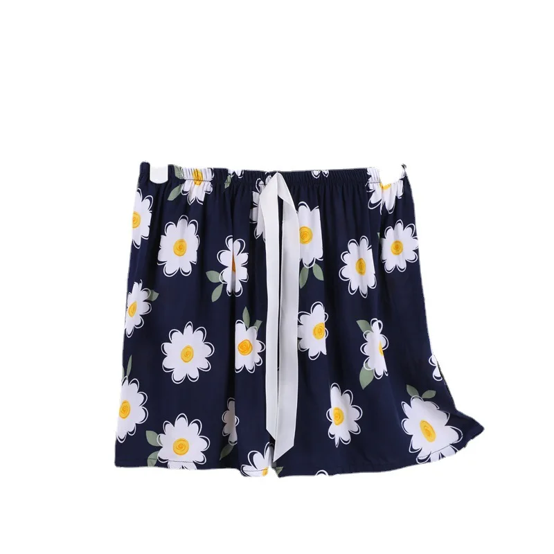 

Cotton silk shorts women's summer light rayon elastic waist loose print pajamas can be worn out in summer