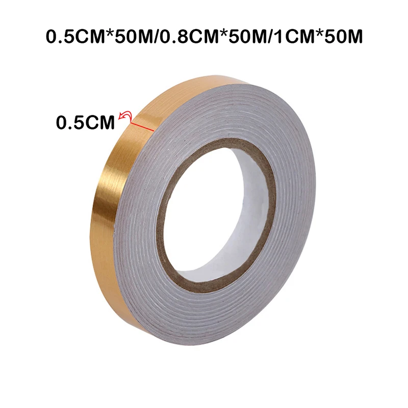 

0.5/0.8/1*5000cm Gold/Silver/Black Adhesive Floor Tile Strip Seam Sticker Waterproof Wall Sealing Tape Copper Foil Tape
