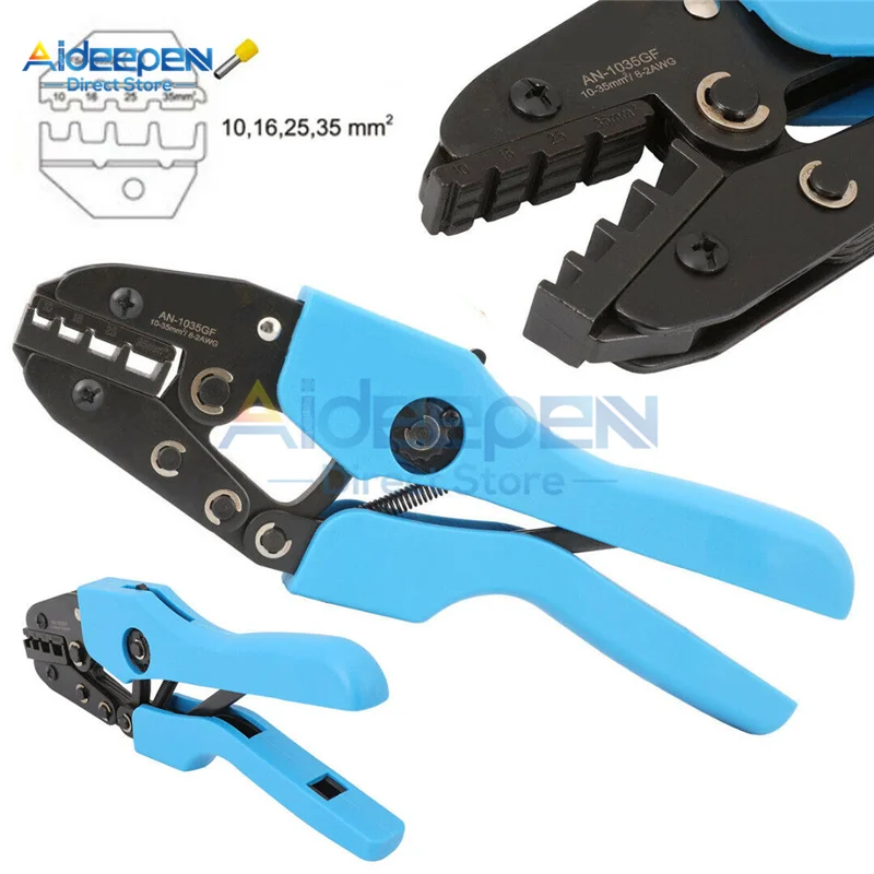 

AN-1035GF 10-35mm² Crimping Plier Carbon Steel Ratchet Crimping Tool 10/16/25/36mm² For Crimping Bootlace/Ferrule Terminals