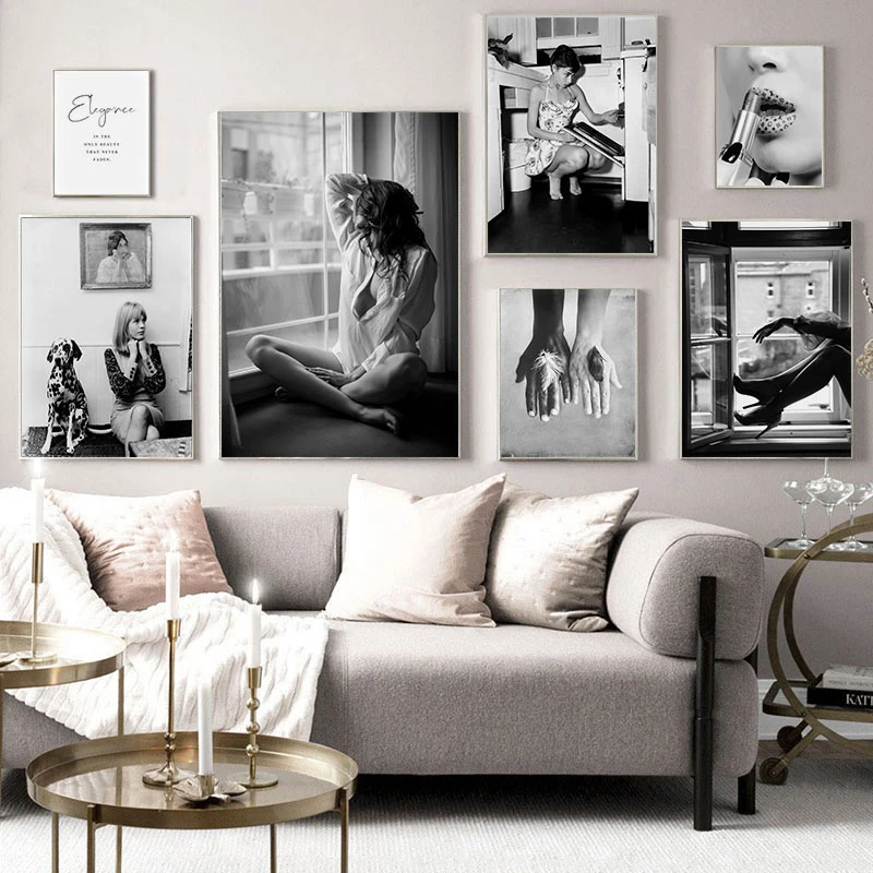 Модный черно белый фотопостер домашний декор настенное искусство холст картина