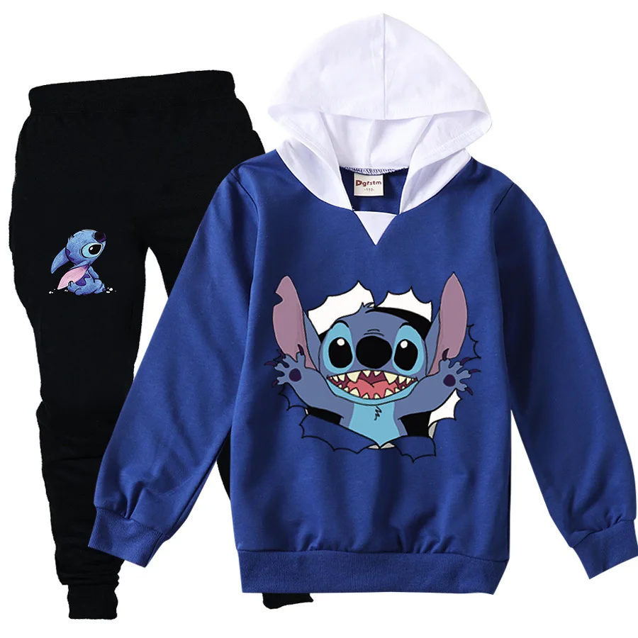 

2022 Stitch New Boy Hoodies Sets Kids Clothes Boys Teens Sweatshirt Pants Children's Clothing Set Spring Fall 2-16Y