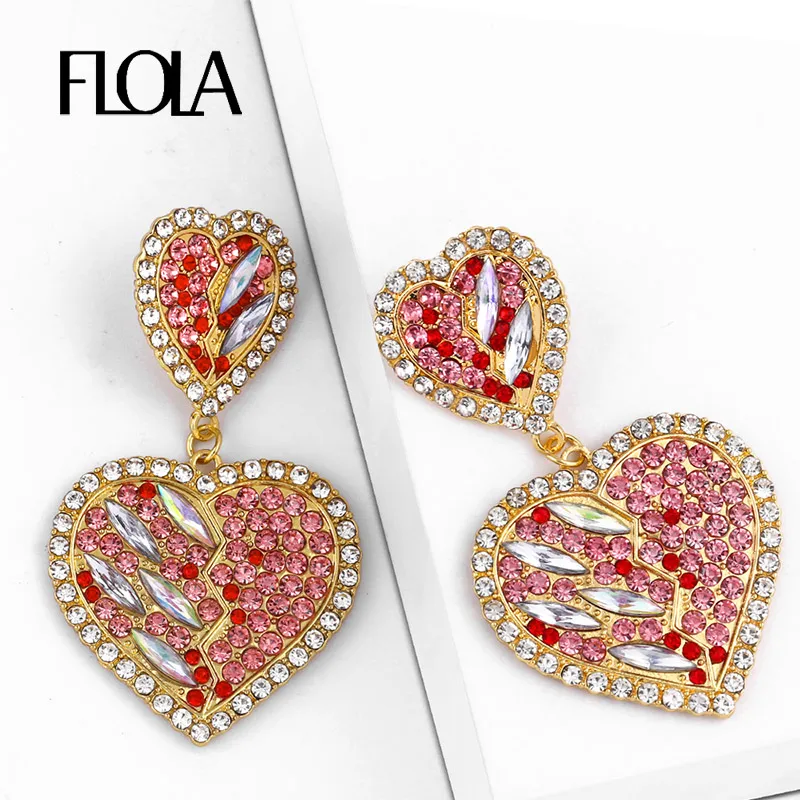 FLOLA розовый серьги сердечки с кристаллами висячие женские зимние сапоги большого