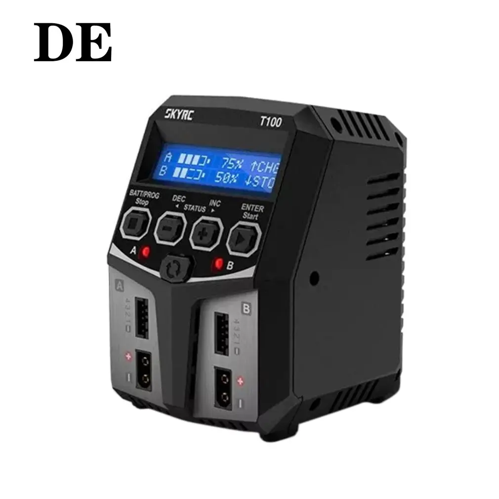 

T100 DUAL 5A 2X50W Balance FPV Charger Discharger For 2-4S LiPo/LiIon/LiHV Battery RC Drone Multirotor