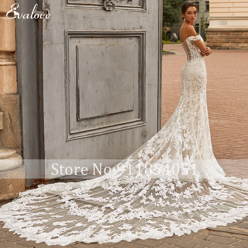 EVALOVE романтическое свадебное платье с милой горловиной пуговицами и юбкой-годе