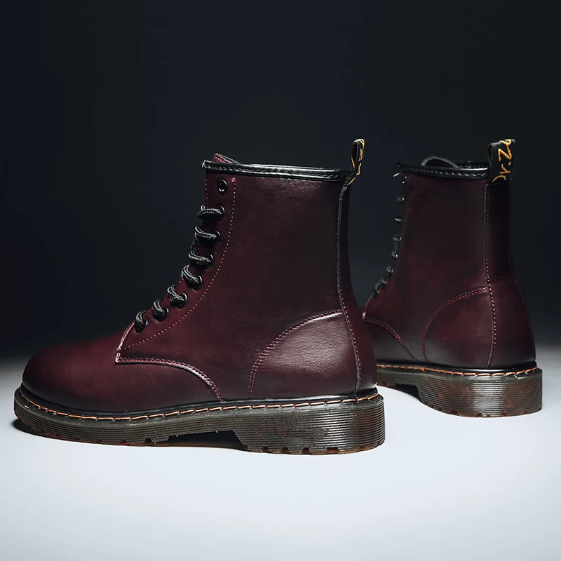 Теплые мужские ботинки Ботинки martin ботильоны из натуральной кожи Dr в байкерском