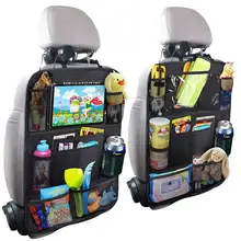 Car Backseat Organizer with Touch Screen Tablet Holder + 9 Storage Pockets Kick Mats Car Seat Back Protectors Great Travel Acces