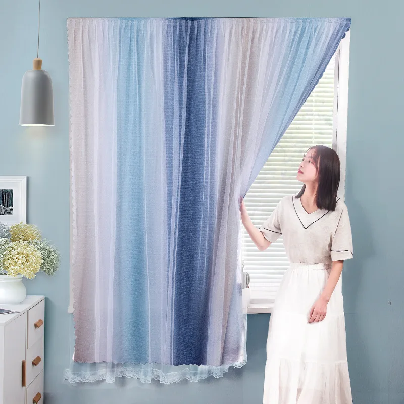 

Non perforated full shading curtain cloth, bedroom solid color curtain cloth, sunscreen curtain, finished curtain