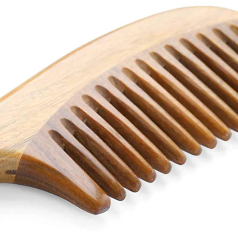 

Handmade Natural Green Sandalwood Hair Combs - Anti-Static Sandalwood Scent Natural Hair Detangler Wooden Comb (Wide Tooth)