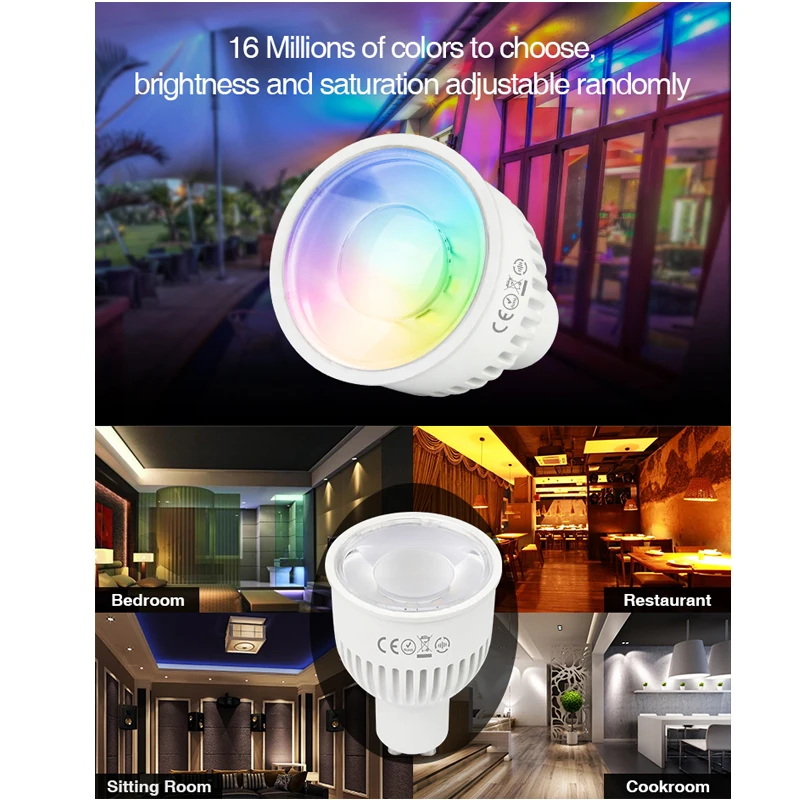 

Miboxer FUT106 GU10 6W RGB+CCT LED Spotlight Dimmable led Bulb lamp 110V 220V for Bedroom Restaurant Sitting Cook room lighting