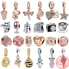 Женский браслет из серебра 925 пробы, с розовым золотом