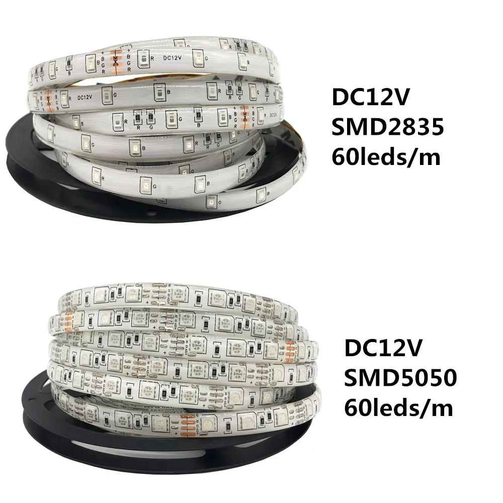 12В RGB Светодиодная лента 60leds/M 2835 5050 SMD световой ленты Диодная с дистанционным