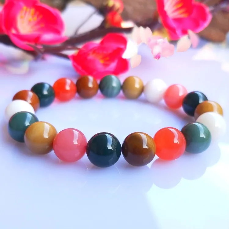 Натуральный Цвет Нефритовые бусины браслет Шарм ювелирные изделия Модные