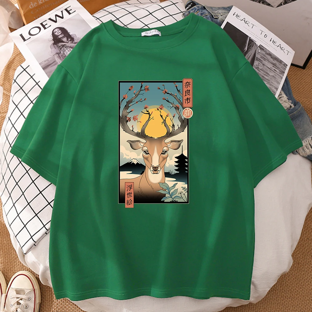 

Japanese Spring In Nara Deer T Shirts Casual Summer T-Shirt Mens Solid Color Short Sleeve Man T-Shirts Fashion Hip Hop Tshirt