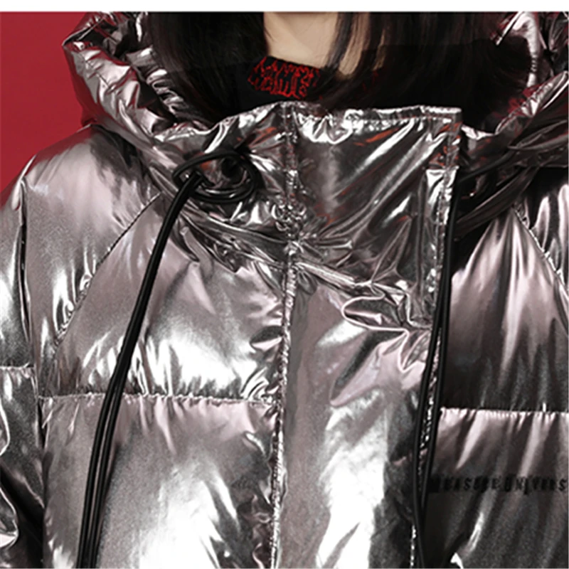 Модная короткая Глянцевая стеганая куртка Женская парка зимняя Корейская с