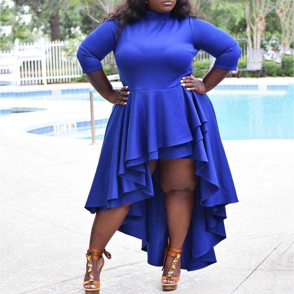 Женское осеннее платье водолазка асимметричное длинное вечернее с оборками и 4xl