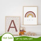 WTQ индивидуальное имя инициала Радуга Детская настенная Картина на холсте постеры печатные картины для украшения детской комнаты