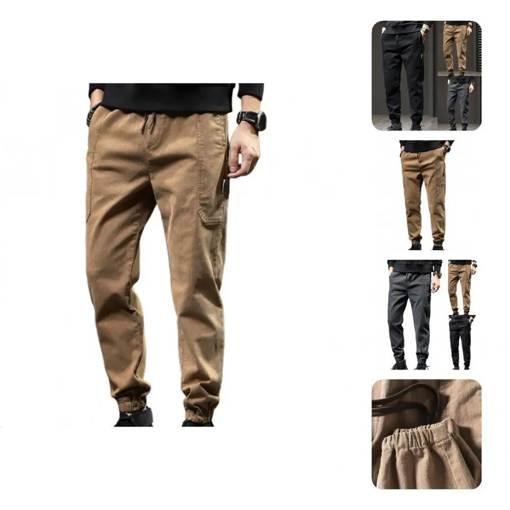 

Spring Pants Trendy Casual Cargo Pants Pockets Young Style Men Trousers