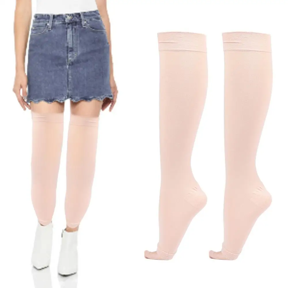 

1Pair Medical Compression Socks 30-40mmHg Middle Tube Thin Calf Sleeve Peep-to Socks Pressure Varicose Veins Stockings For Woman