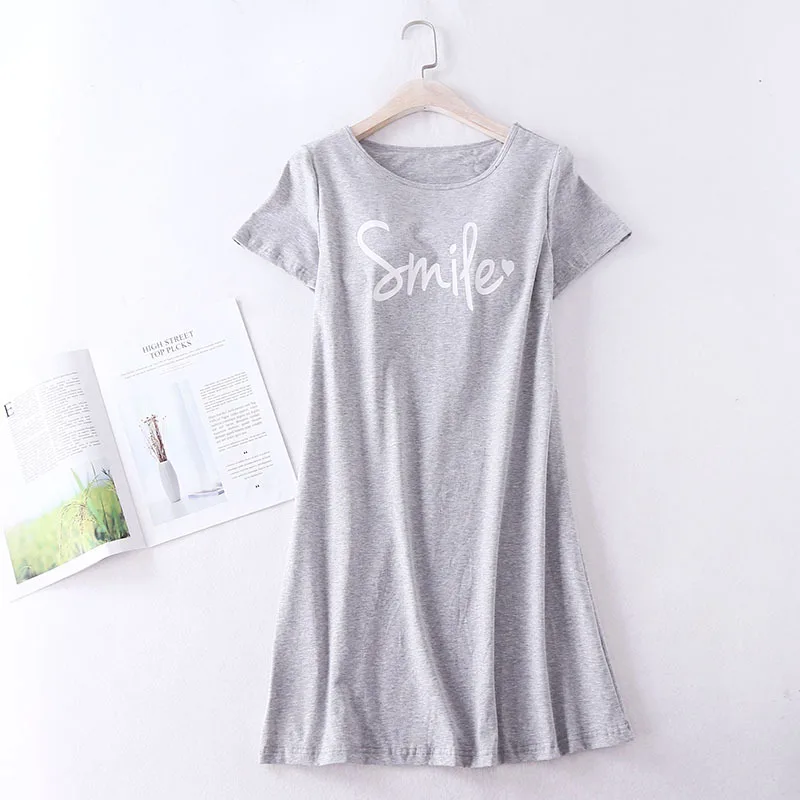

Sexy Women Nightgown Sleepwear Cotton Nightdress Homewear O-Neck Print Letter Lingerie Casual Short Sleeve Home Dress Gown