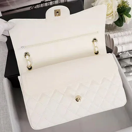 Luxury Handbag Bag For Women Genuine Leather Shoulder Bags Top Quality Fashion Design Lady's Crossbody Quilted Flap Bag Purse - Цвет: white gold chain