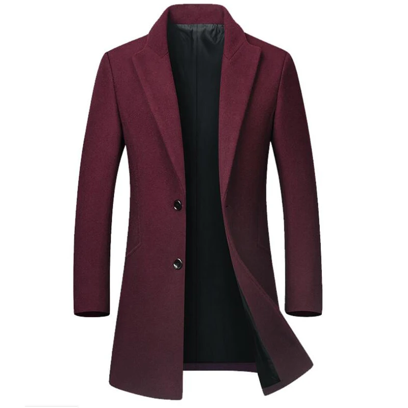 Мужское шерстяное пальто повседневная приталенная верхняя одежда высокого