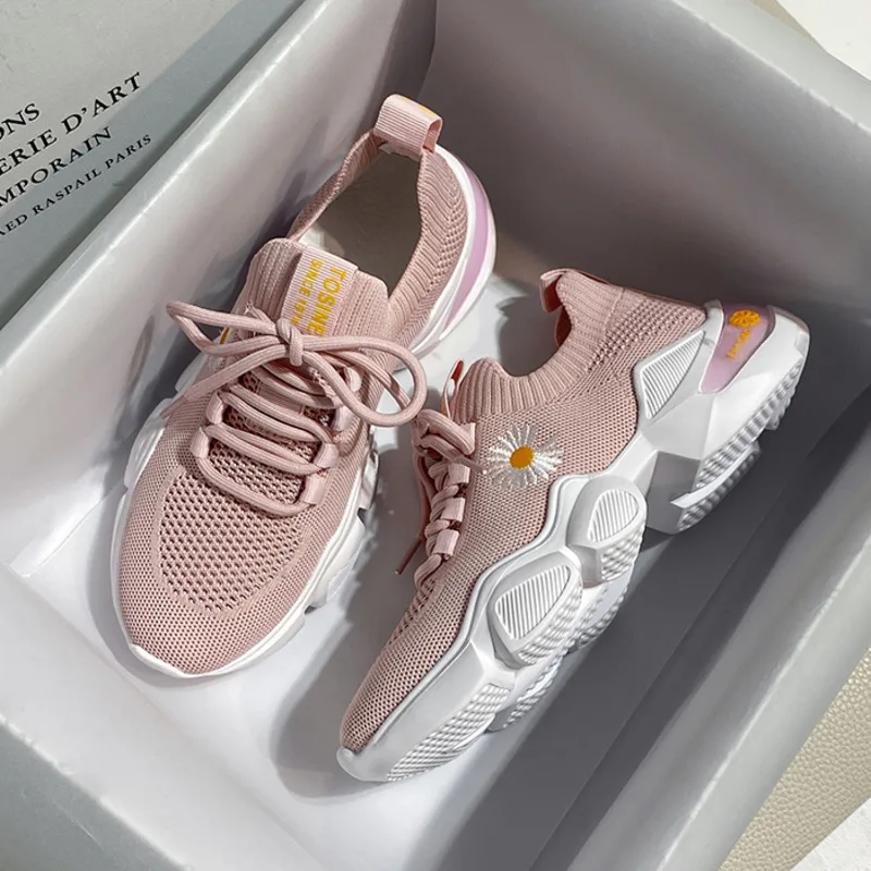 Кроссовки женские на массивной платформе сетчатые дышащие прогулочные кеды