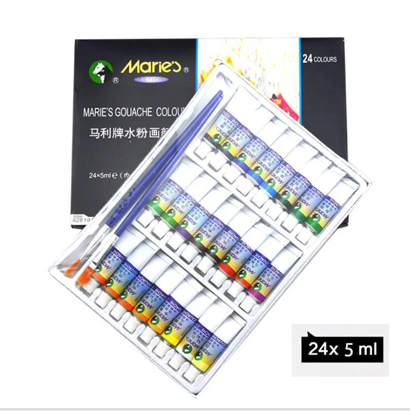 24 COLOR Гуашь краски ing paint Set Высокое качество Прозрачный 5 мл гуашь пигмент для художника школы студента - Цвет: 24 COLOR