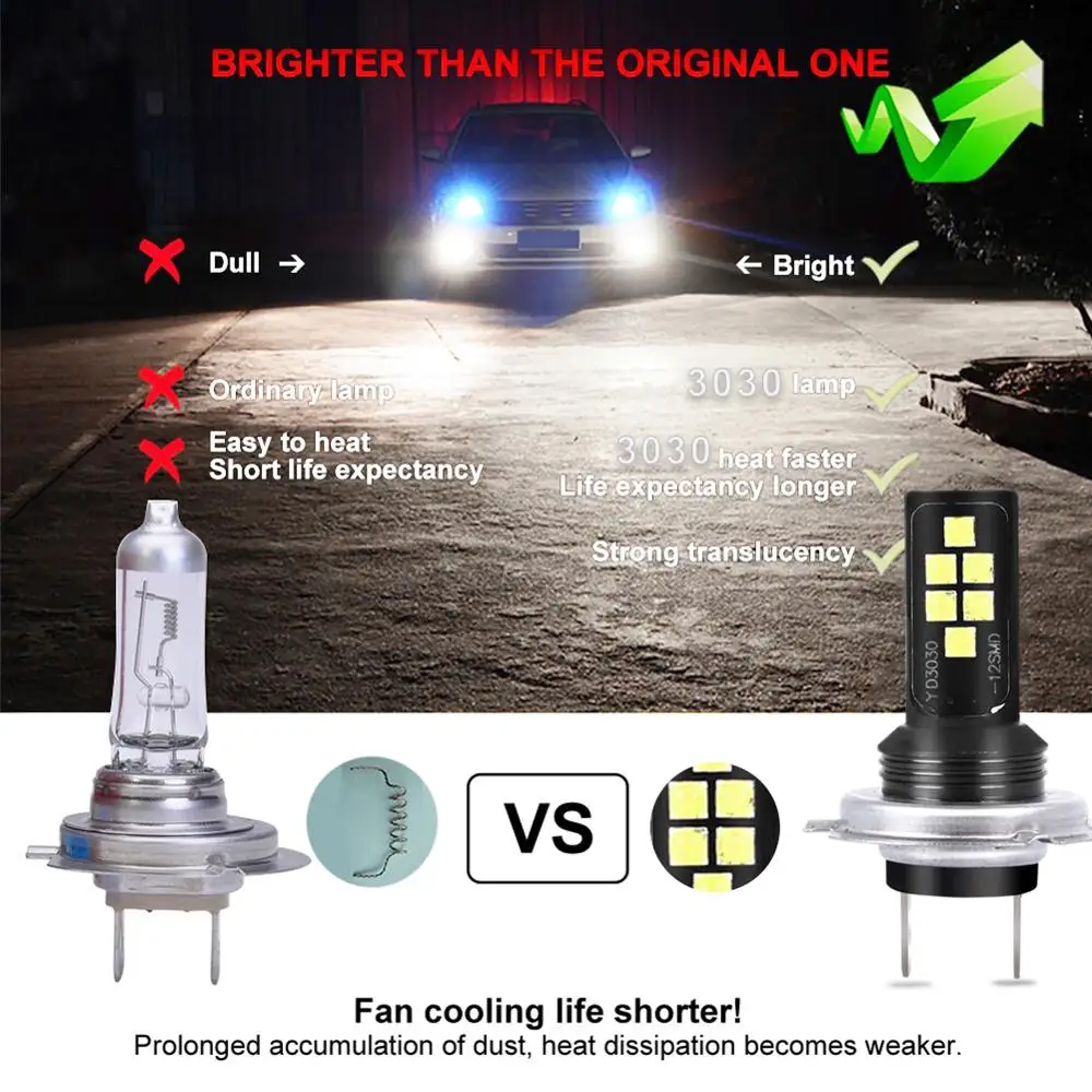 Противотуманный светильник Vehemo светодиодный для мотоцикла H7 H4 P15D 6000k 12 дюймов 8 Вт