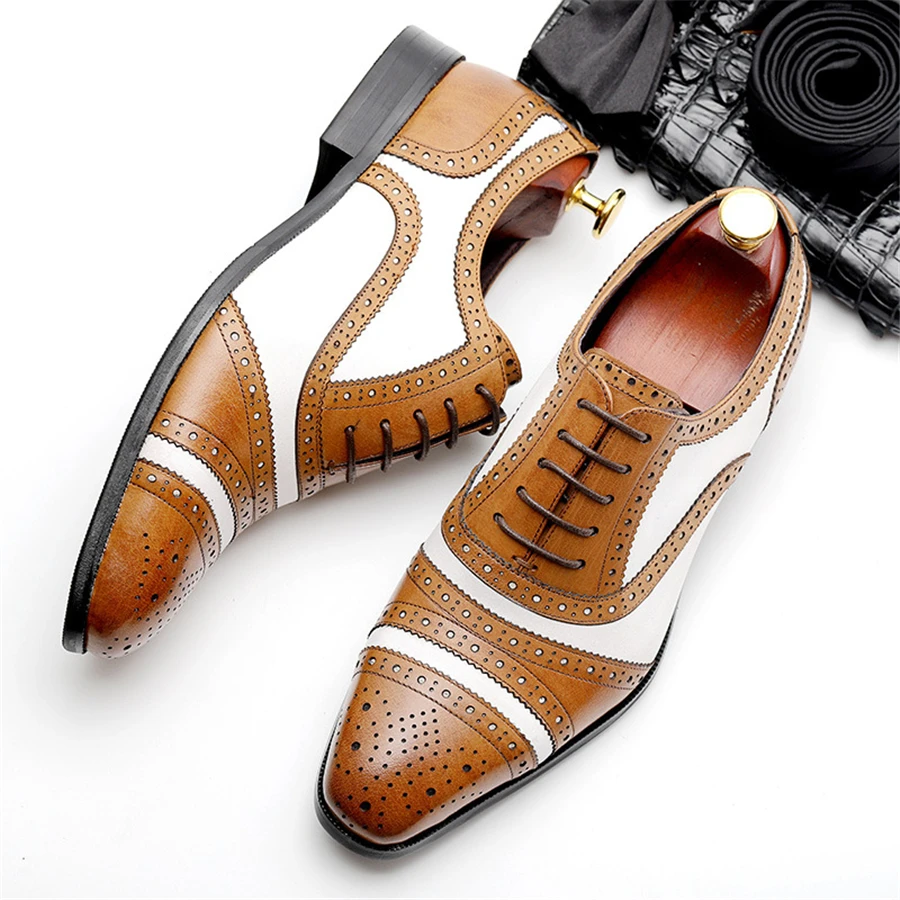 

Mens formal shoes Genuine leather oxford shoes for men dressing wedding men's brogues office shoes lace up male men shoes
