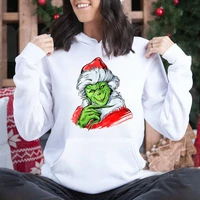 christmas green monster print hoodie warm wool casual sports long sleeve pullover harajuku hip hop street women sweatshirt s 4xl