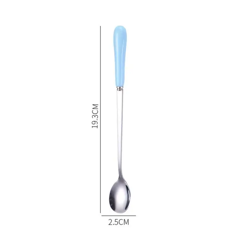 

4Pcs Stainless Steel Teaspoons Stirring Spoons Ceramic Handle Coffee Spoons