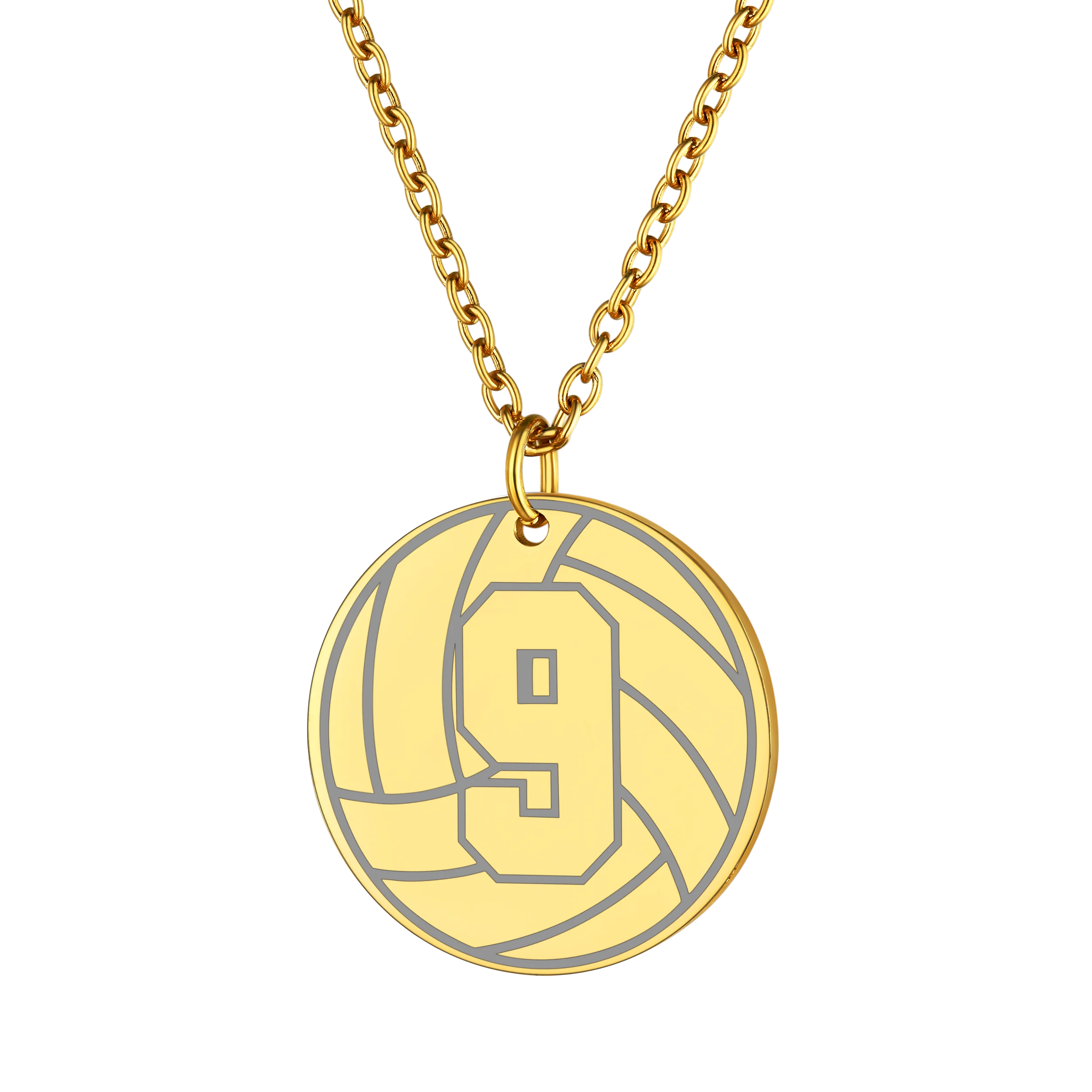

RICHSTEEL Volleyball Necklaces Customized number Engraved Text Stainless Steel Pendant Chain Women Men Sport Fan Jewelry Gift