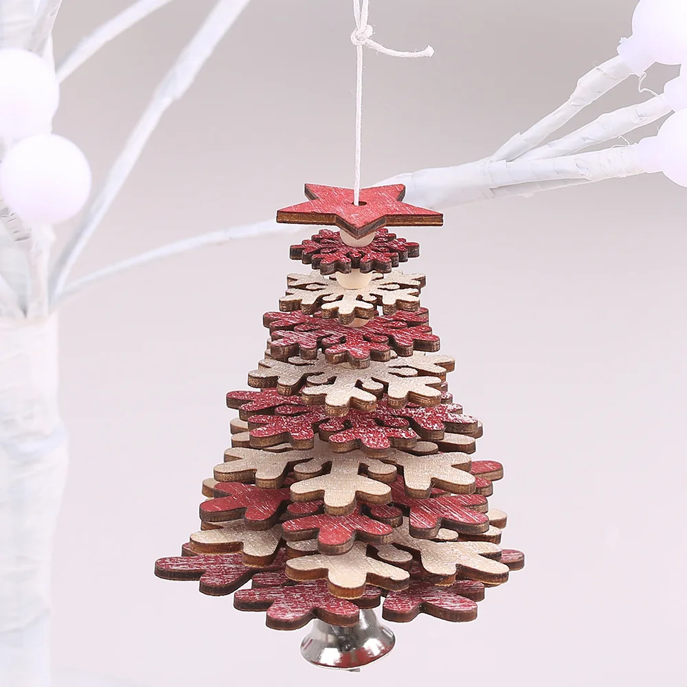 Red Snowflake Рождественские украшения для елки, Рождественская гирлянда с лосем, подвесная подвеска, рождественские украшения для дома Navidad, Q - Цвет: Red Snowflake