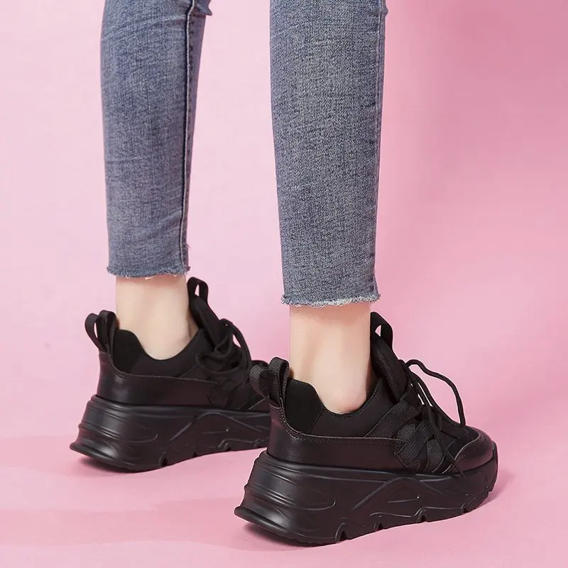 

womens High Platform Sneakers for Women Casual Lace Up Chunky Summer Shoes Ladies Light Vulcanized Running Shoes Woman 2021